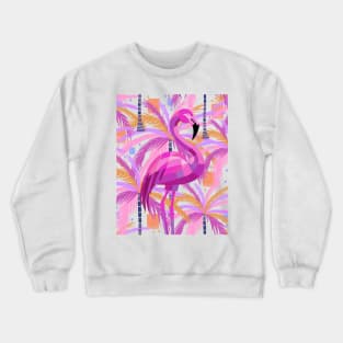Vibrant Pink Flamingo Palm Trees Crewneck Sweatshirt